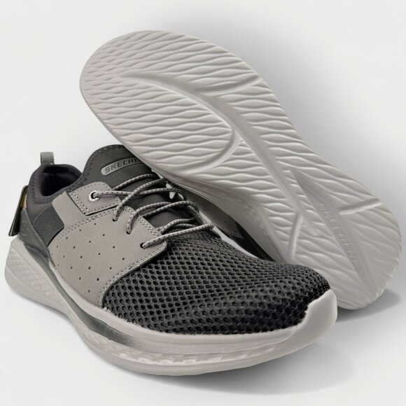 Skechers Men’s Relaxed Fit Slade Raymar Black Gray Sneaker Size 10 Vegan Shoes - Picture 8 of 14